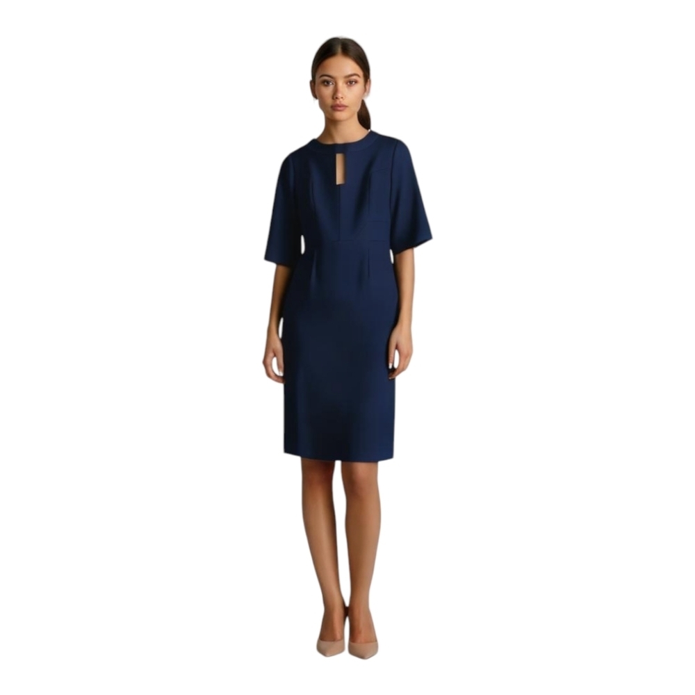 #120 Vintage Sandra Angelozzi Navy Blue Dress Size Small